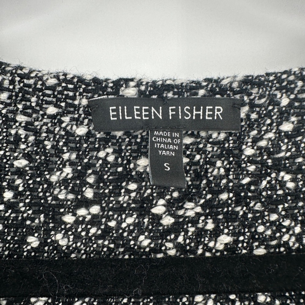 Eileen Fisher Black White Textured Knit Cotton Sweater Top Women Size‎ S - Picture 4 of 9